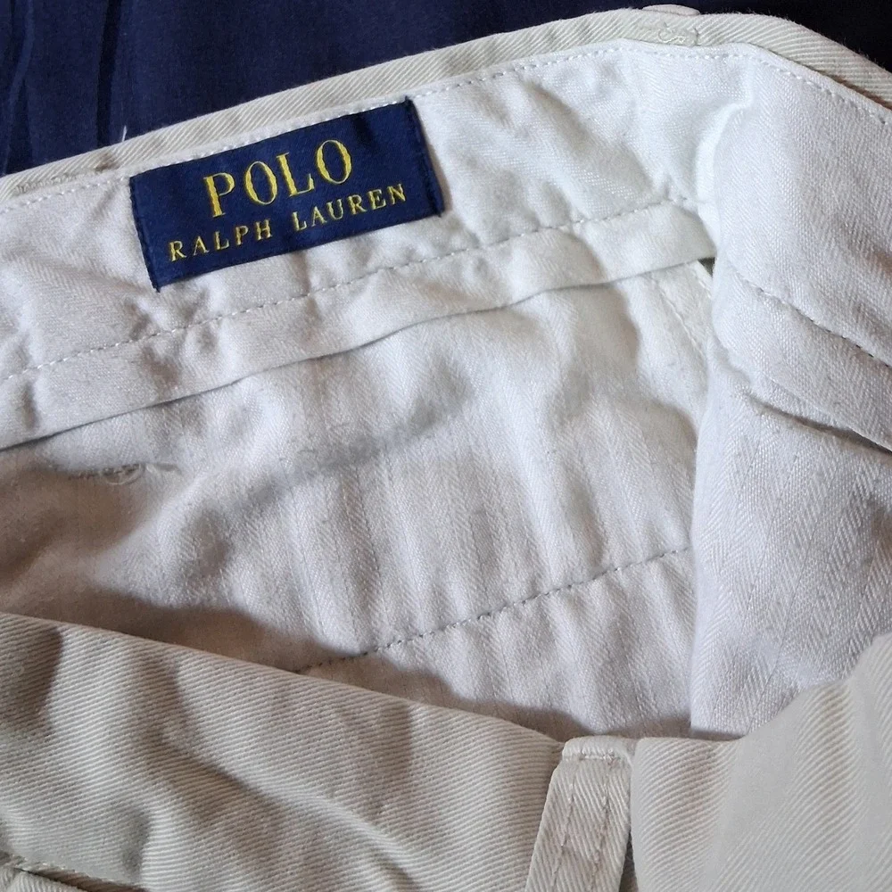 Polo Ralph Lauren Men 36x32 Tan Khaki Chino Pants Straight Leg Flat Front Cotton